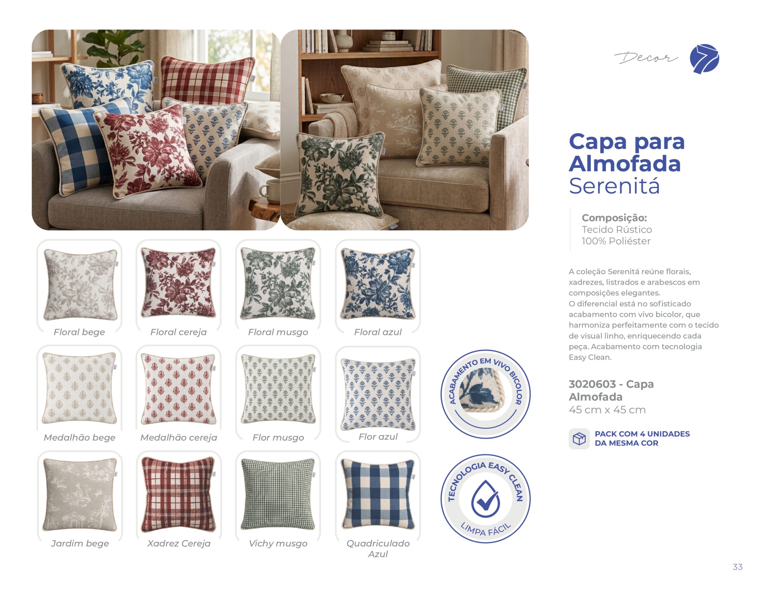 Capa para Almofada Serenitá Tecido Rústico Easy Clean - Seven Têxtil